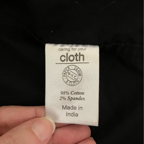 Paperdenim & Cloth Slim Fit Shirt Black White Geometric Short Sleeve Stretch - Picture 6 of 10